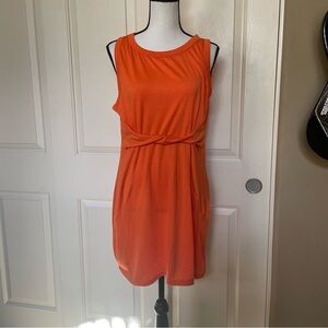 Cupshe Dress Women’s Size Large Orange Knotted Waist Sleeveless Mini EUC